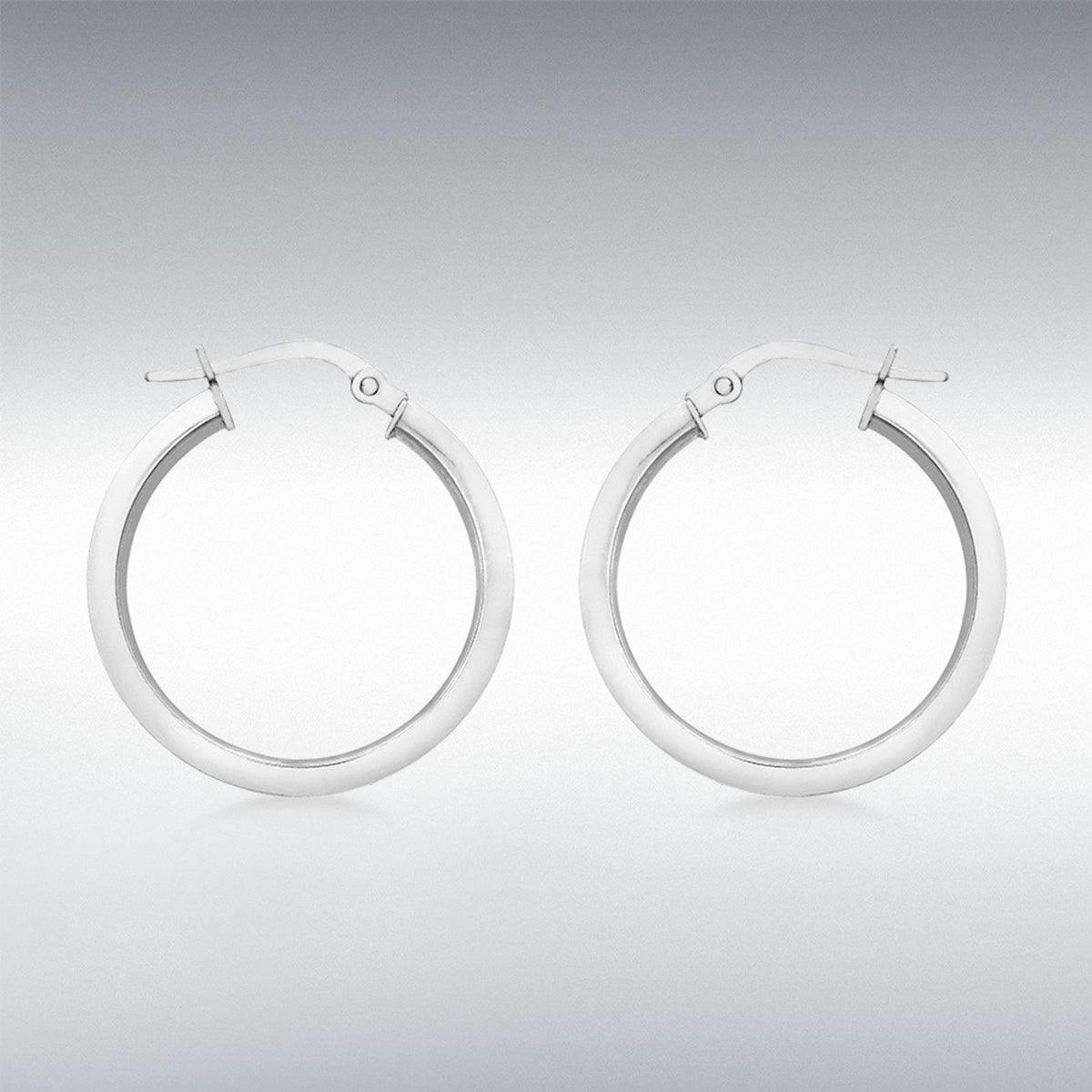 9ct White Gold Round 22mm Creole Hoop Earrings