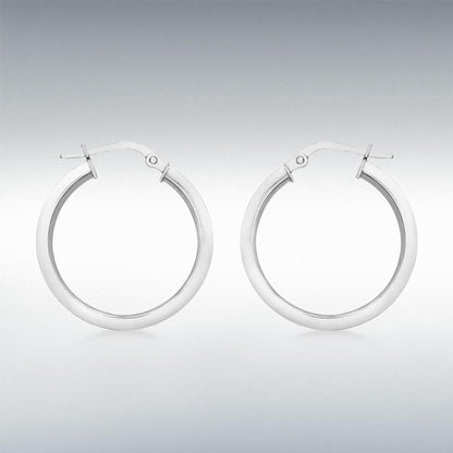 9ct White Gold Round 22mm Creole Hoop Earrings