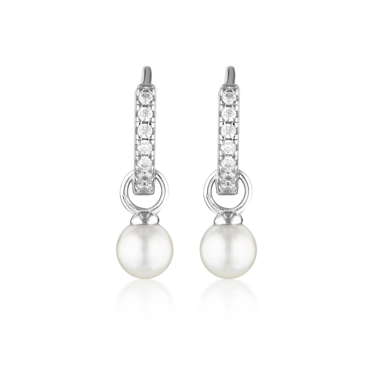 Georgini Red Carpet Baby Pearl Silver Hoops