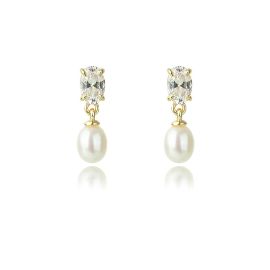 Georgini Oceans FW Pearl CZ Silver Drop Earrings