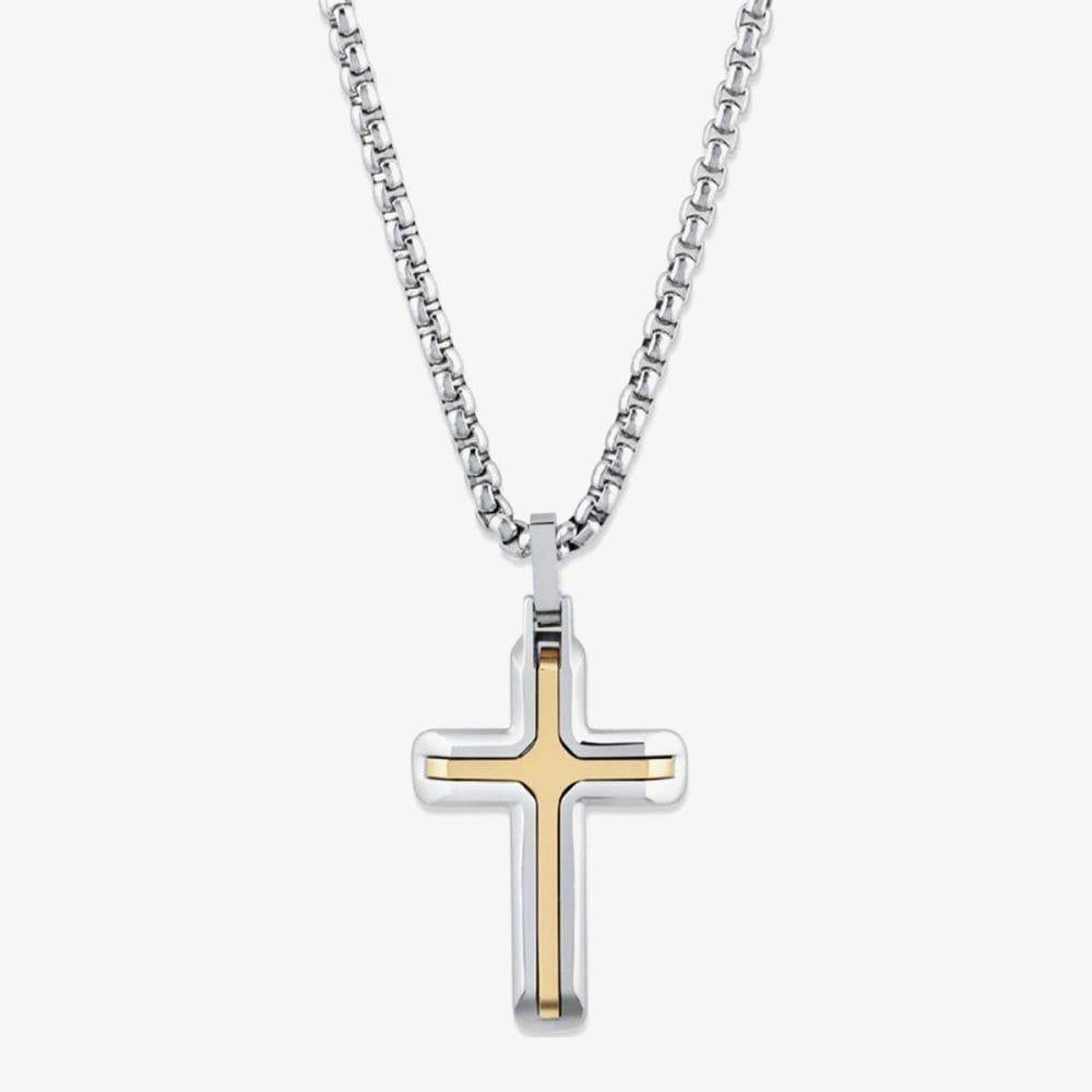 Stainless Steel & Gold IP Plating Cross Pendant