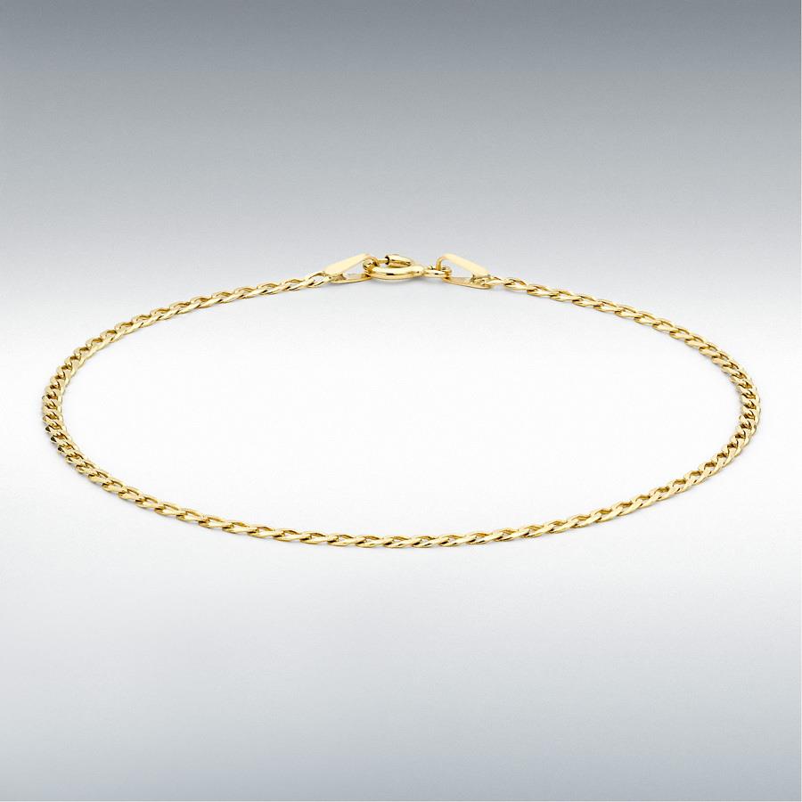 9ct Yellow Gold Flat Curb Bracelet 18cm/7"