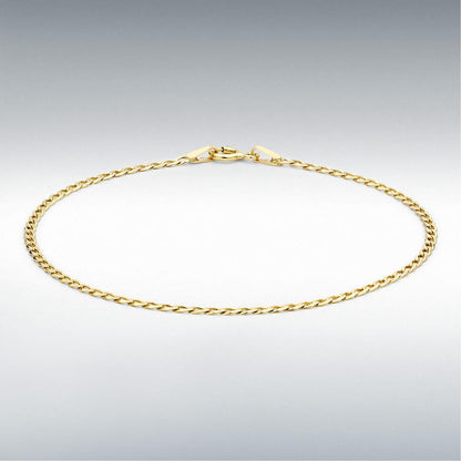 9ct Yellow Gold Flat Curb Bracelet 18cm/7"