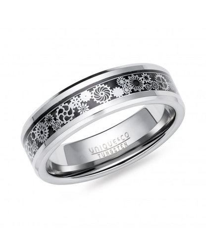Unique Tungsten Black Carbon Fibre 7mm Ring
