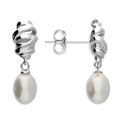 Silver 925 Twist Stud Pearl Shell Earring