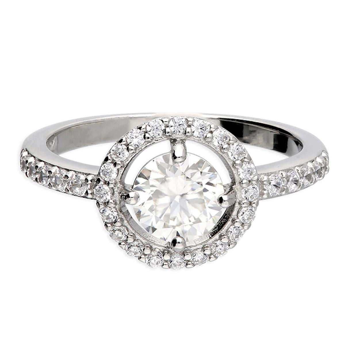 Silver 925 Moissanite/CZ Hallow Ring Size M