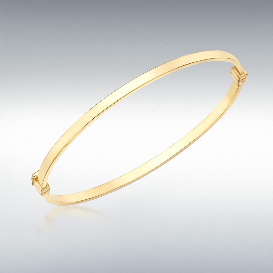 9ct YG 3mm Rectangular Tube Bangle