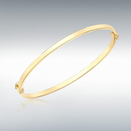 9ct YG 3mm Rectangular Tube Bangle