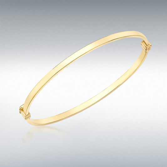 9ct YG 3mm Rectangular Tube Bangle