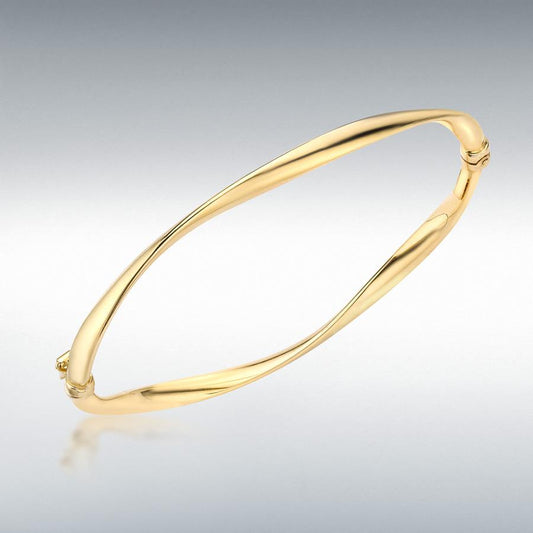9ct YG Twisted Tube Bangle