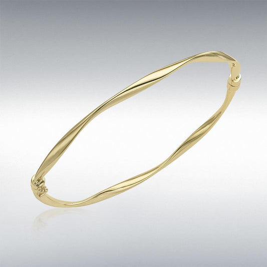 9ct YG Thin Swist flat Ribbon Bangle