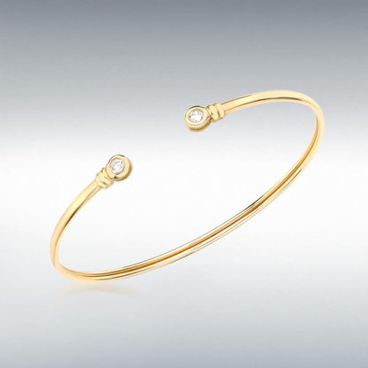 9ct YG CZ Torque Bangle