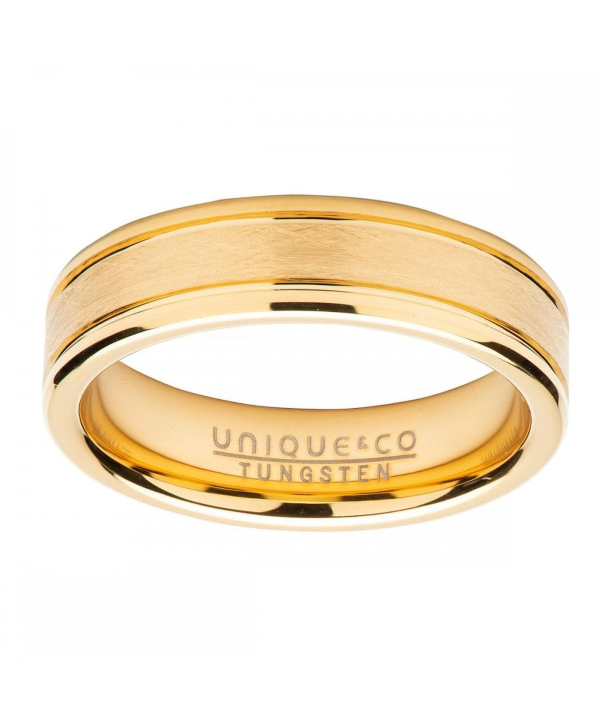 Unique Tungsten Carbide Gold IP 6mm Ring