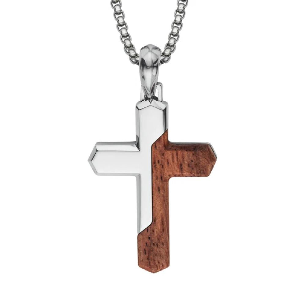 Unique S/Steel Bubinga Wood Pendant & Chain