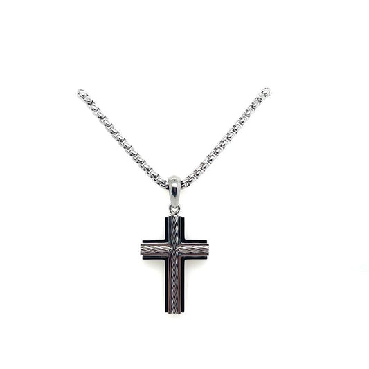 Unique S/Steel Matte Polished Black Pendant &Chain