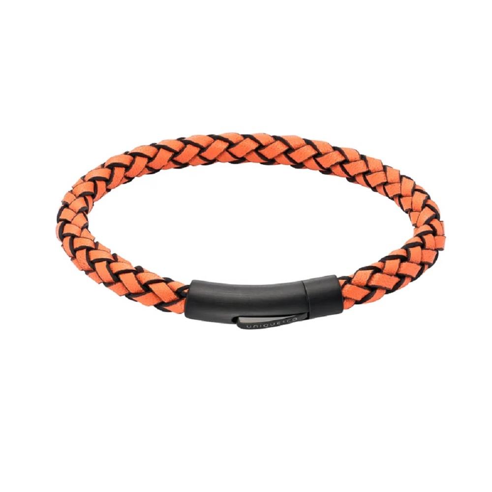 Unique Orange Suede Black Edge Gents Bracelet 21cm