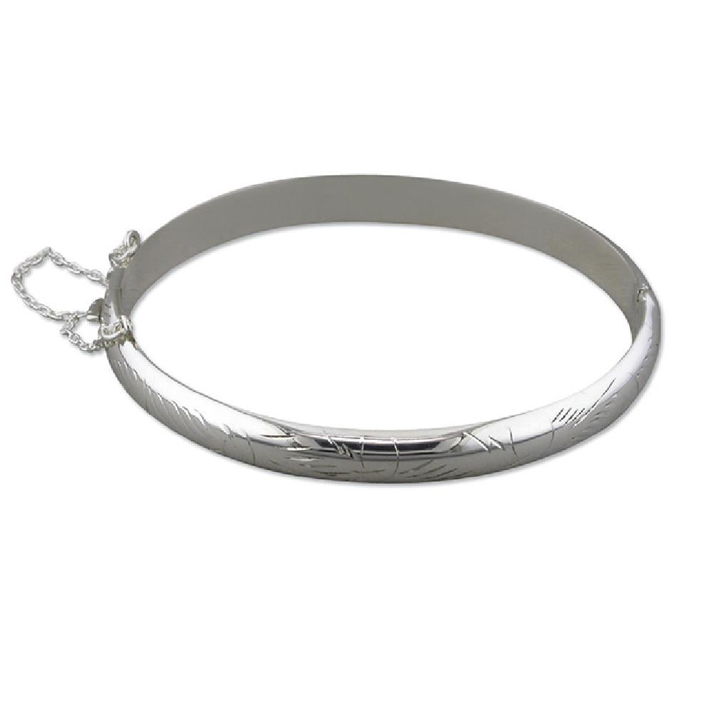 Sterling Silver Medium Engraved Bangle