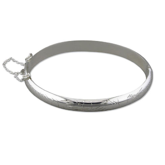 Sterling Silver Medium Engraved Bangle