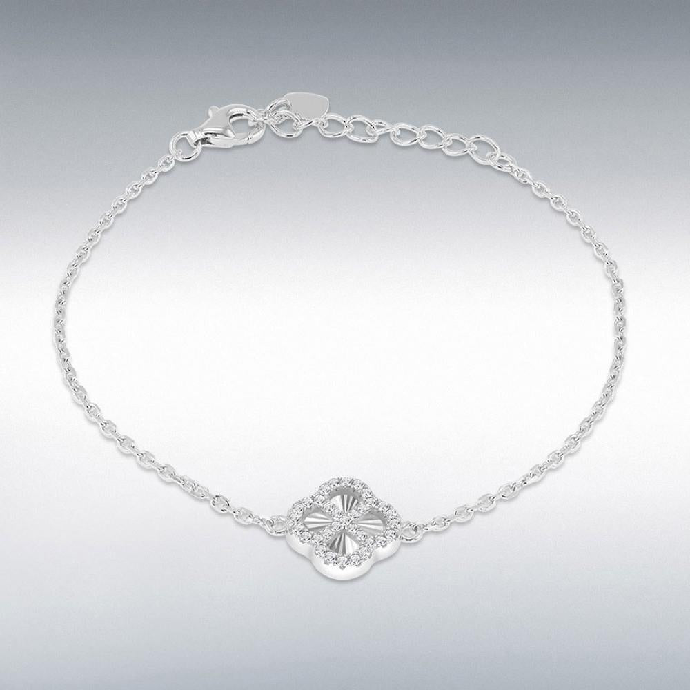 Silver Rainbow CZ Petal Bracelet 16/19cm Adj
