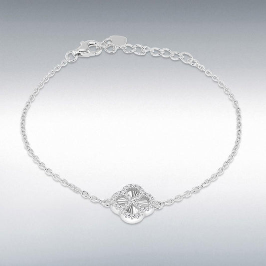Silver Rainbow CZ Petal Bracelet 16/19cm Adj