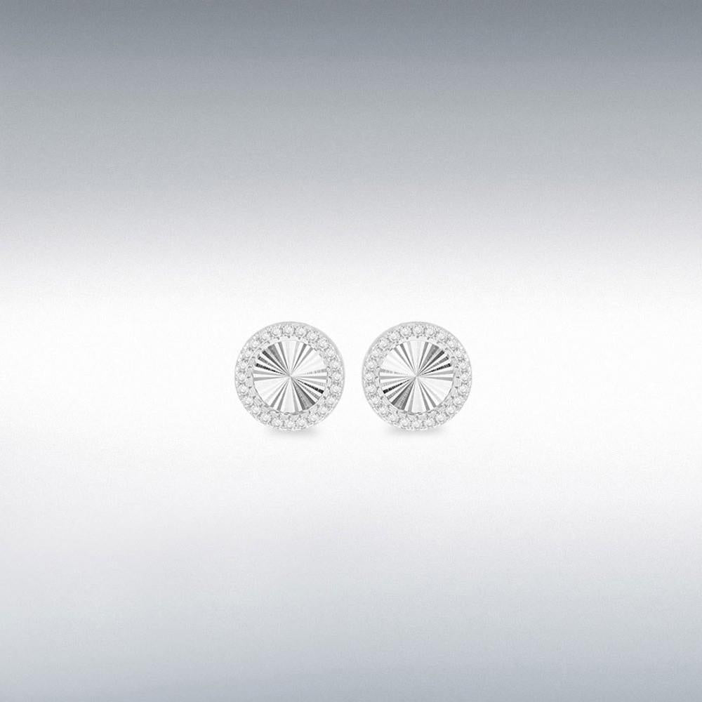 Silver Rainbow CZ Rainbow Circle Stud Earrings
