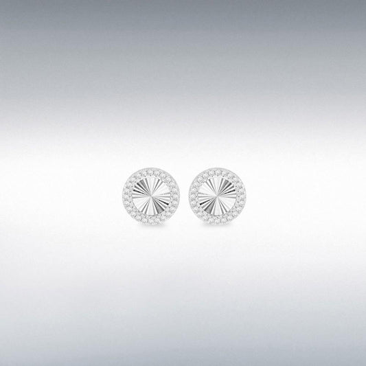 Silver Rainbow CZ Rainbow Circle Stud Earrings