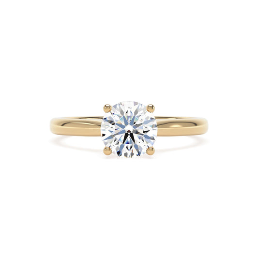 Lab Grown Round Brill Cut 3ct Diamond 18ct YG Ring