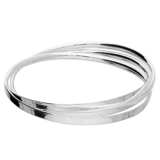 Sterling Silver Triple Flat Russian Slave Bangle