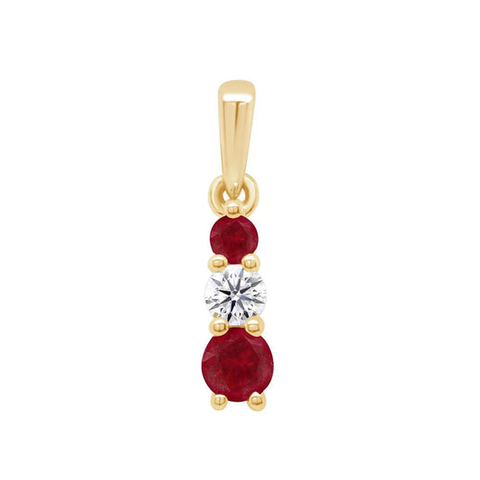 9ct Yellow Gold Lab Grown Ruby & Diamond Pendant