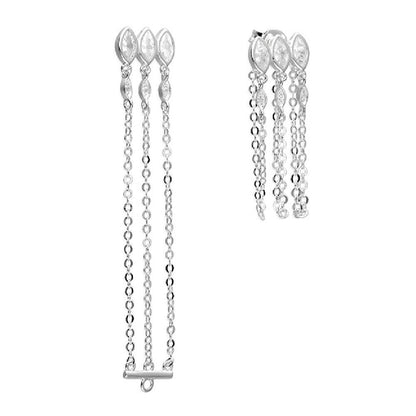 Sterling Silver Triple Marquise CZ Stud Earrings