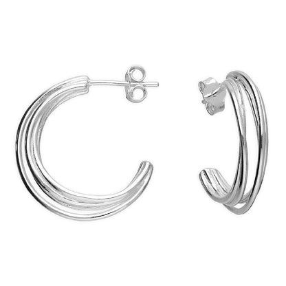 Sterling Silver Multi Entwined Half Hoops