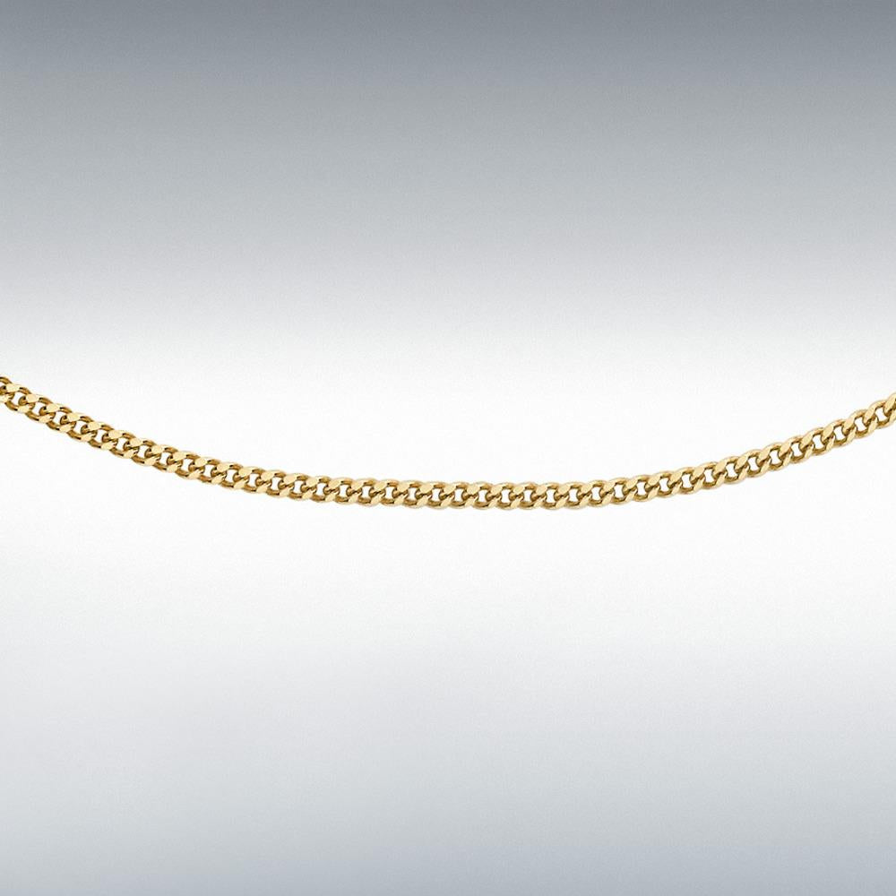 9ct Yellow Gold Diamond Cut Curb Chain 16”