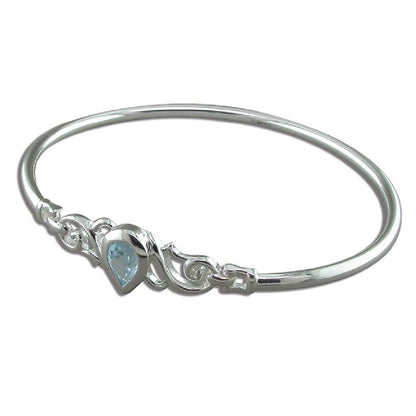 Sterling Silver Bangle Blue Topaz