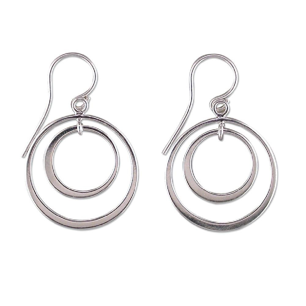 Sterling Silver Circle Drop Earrings