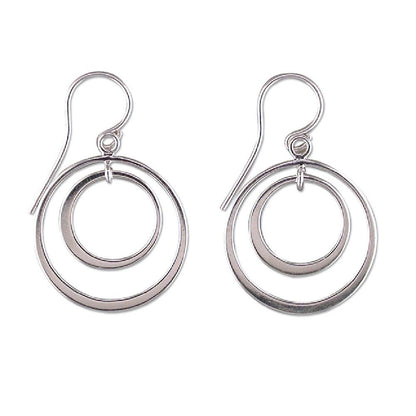 Sterling Silver Circle Drop Earrings