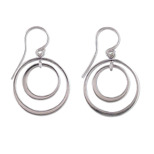 Sterling Silver Circle Drop Earrings