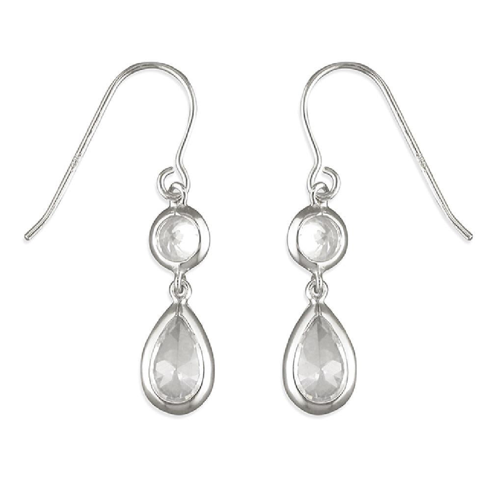 Sterling Silver Tear Drop CZ Earrings