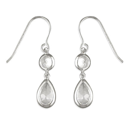 Sterling Silver Tear Drop CZ Earrings