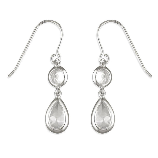 Sterling Silver Tear Drop CZ Earrings