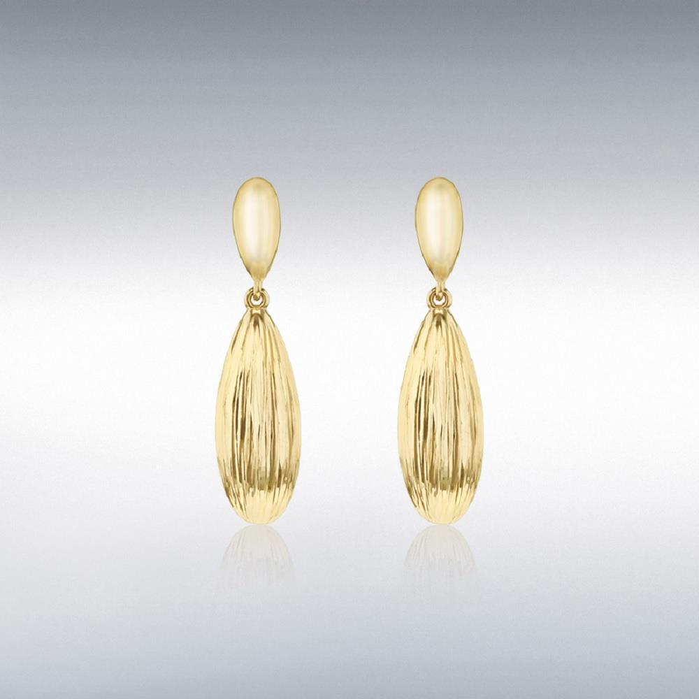 9ct Diamond Cut Teardrop Dangle Earrings