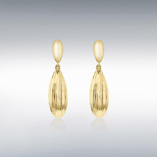9ct Diamond Cut Teardrop Dangle Earrings