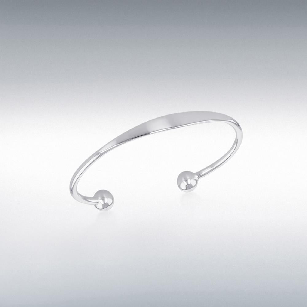 Sterling Silver 47x30.5mm Child's Torque ID Bangle
