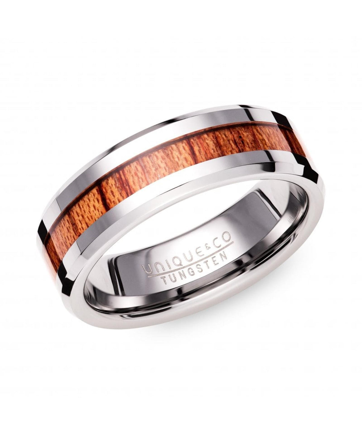 Tungsten Carbide Wood Inlay 7mm Ring Size 62
