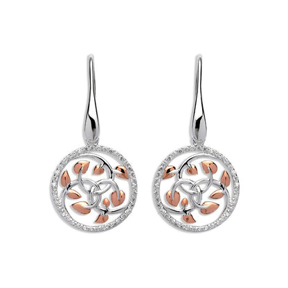 Unique Silver with Rose Gold Plate Leaf Earrings