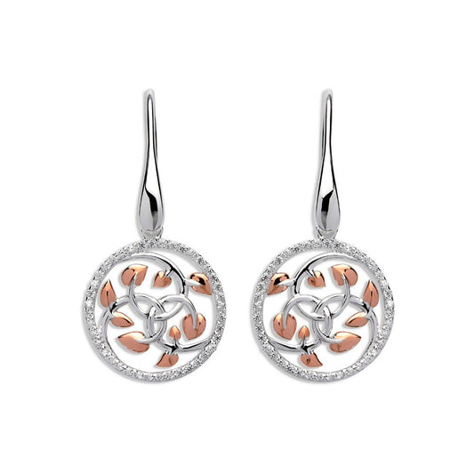 Unique Silver with Rose Gold Plate Leaf Earrings