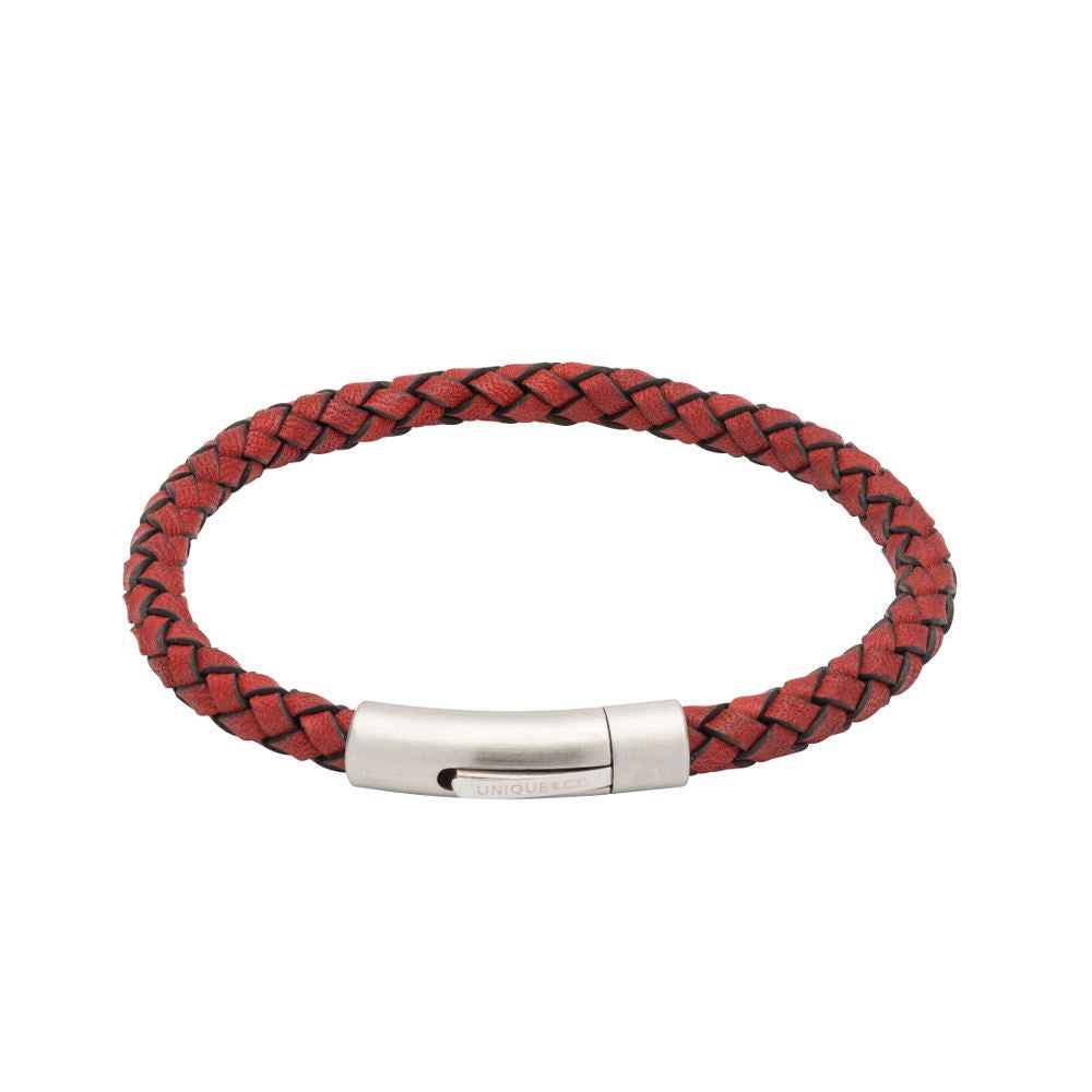 Unique Antique Red Leather Gent's Bracelet
