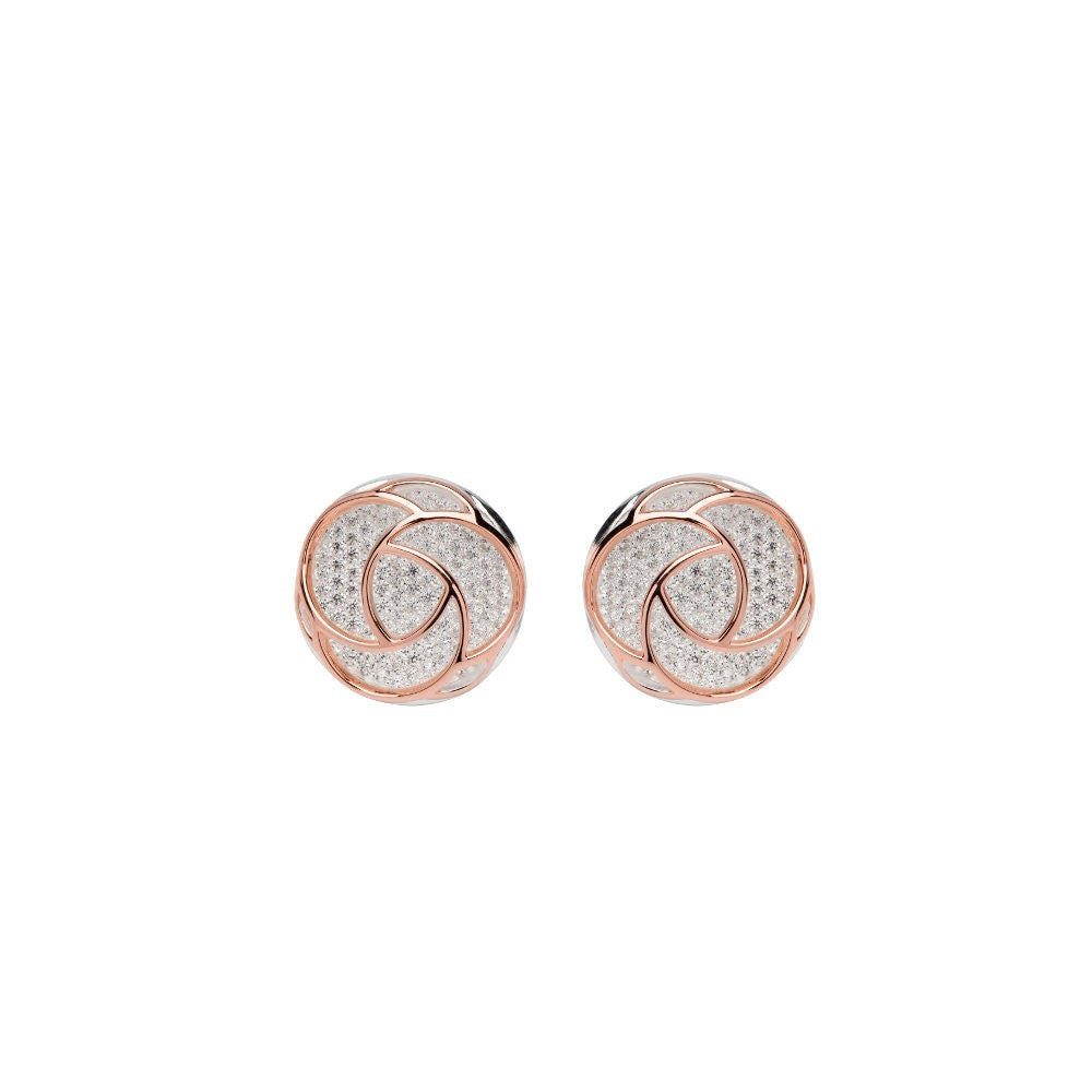 Unique Silver and Rose Gold Plated Stud Earrings