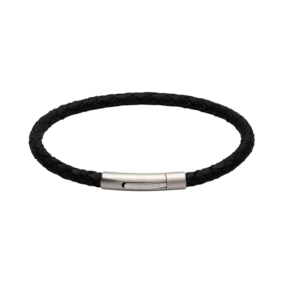 Unique Black Leather Gent's Bracelet