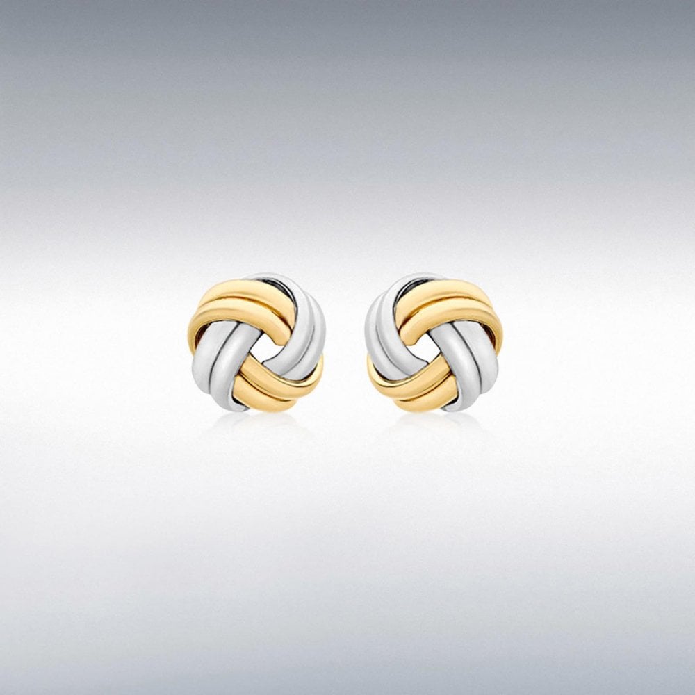 9ct 2 Colour Gold Knot Stud Earrings