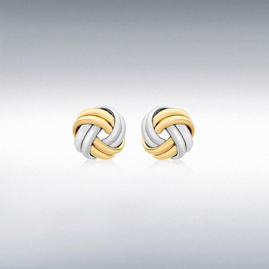 9ct 2 Colour Gold Knot Stud Earrings
